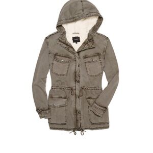 Talula Charcoal Grey Utility Jacket with Sherpa lining